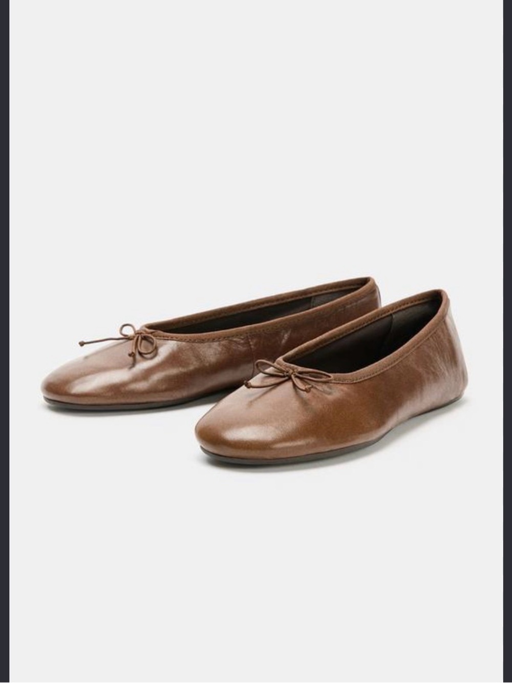 Zara LEATHER BALLET FLATS WITH BOW